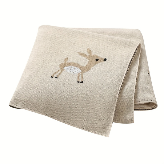 Gestrickte Babydecke Kinderwagen Hirschmuster