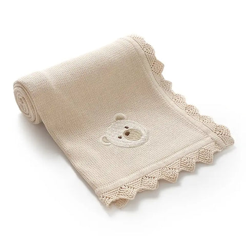 Babydecken Baumwolle 100% – 2-Decken Set - Süßes Bär-Motiv - Babydecke Neugeborenen