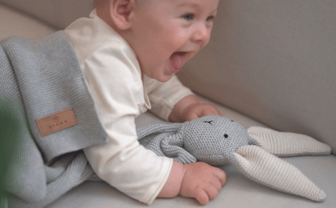 DIKOS 2-in-1 baby blanket &amp; cuddly blanket - bunny - organic cotton (GOTS &amp; OEKO TEX) - 100 x 75 cm