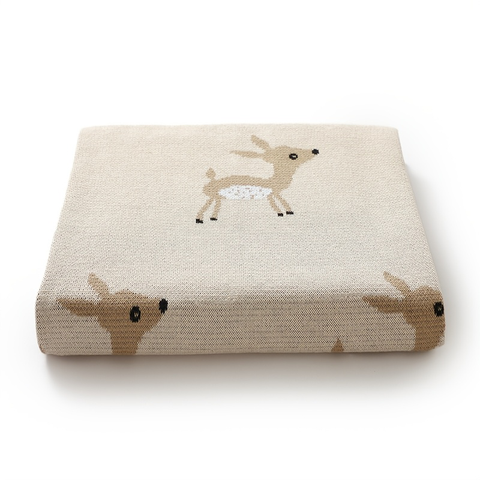 Gestrickte Babydecke Baumwolle Hirsch