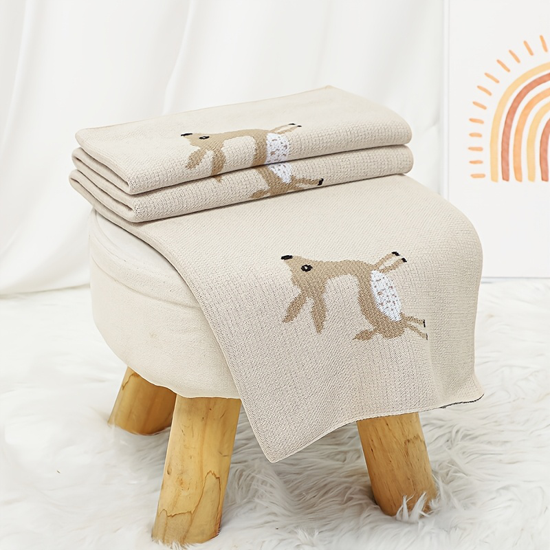 Gestrickte Babydecke Baumwolle Tier Hirschmuster