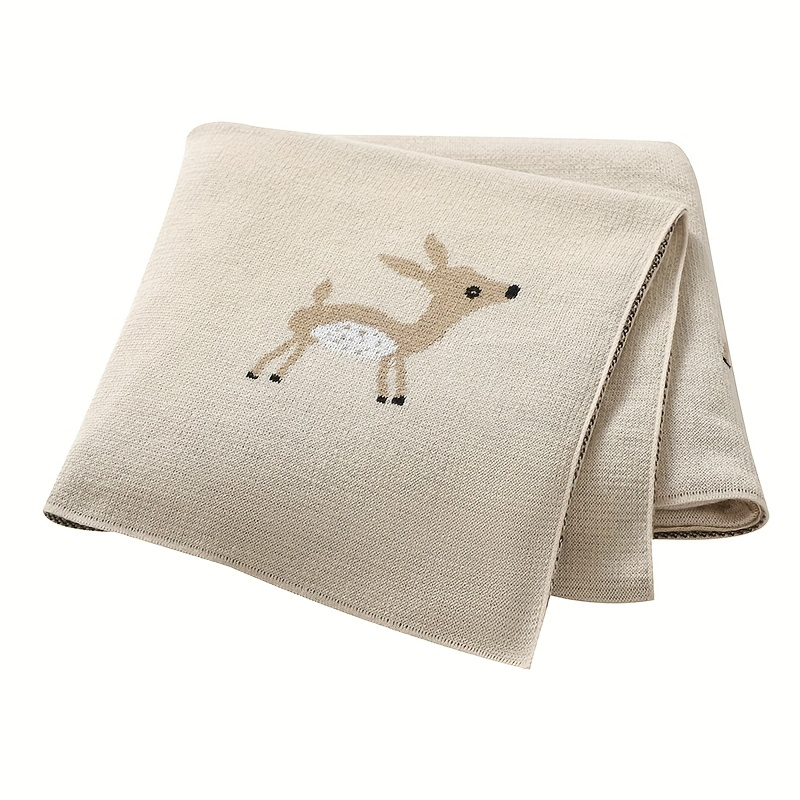 Gestrickte Babydecke Kinderwagen Hirschmuster