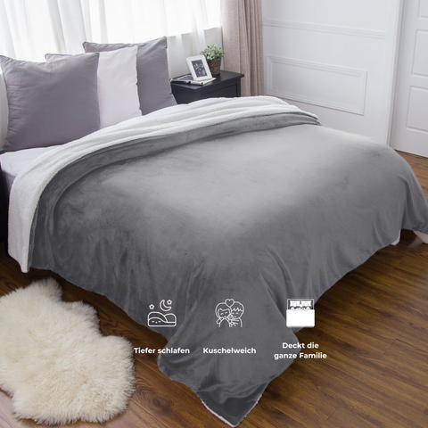 Wunderschöne Sherpa-Kuscheldecke