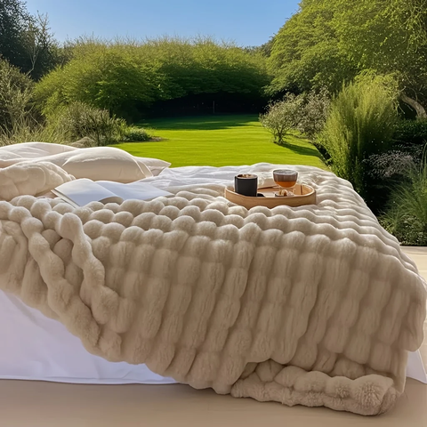 Plush blanket white, bubble blanket, warm, soft, washable