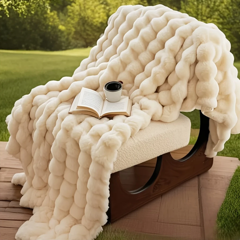 Plush blanket white, bubble blanket, warm, soft, washable