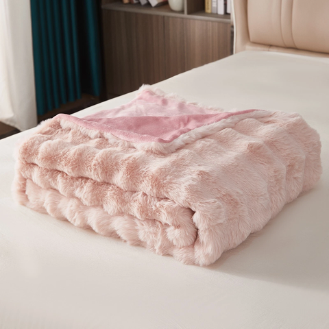 Plüschdecke rosa, bubble Kuscheldecke, ultraweich, waschbar