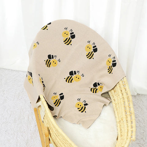 Gestrickte Babydecke Baumwolle mit Bienenmuster 90x70cm