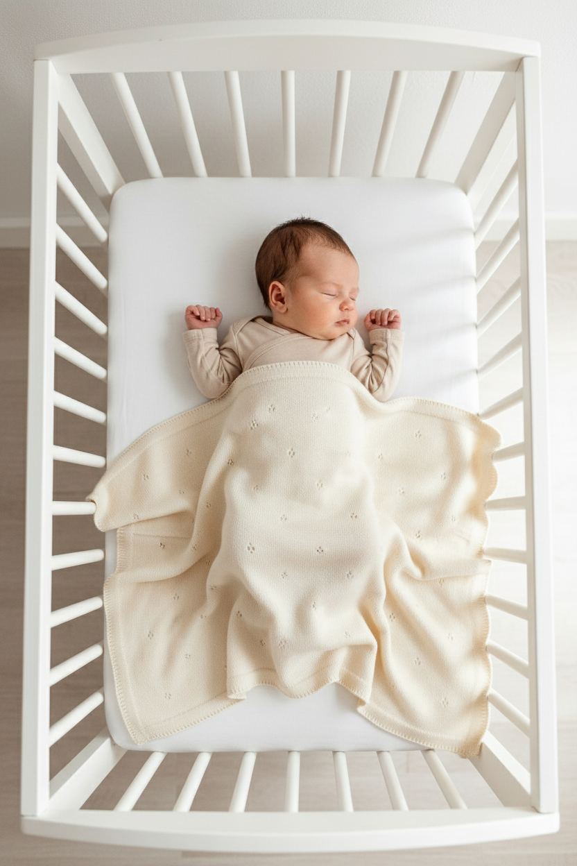 Babydecke Merinowolle weiss für Kinderbett Geruch Entfernen