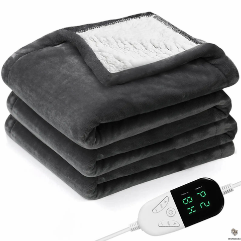 elektrische Heizdecke 180x150cm Flanell dunkelgrau mit Controller