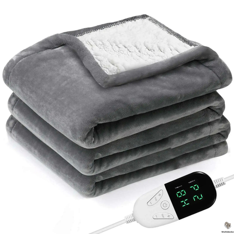 Elektrische Heizdecke aus Baumwolle-180x150 cm -hellgrau