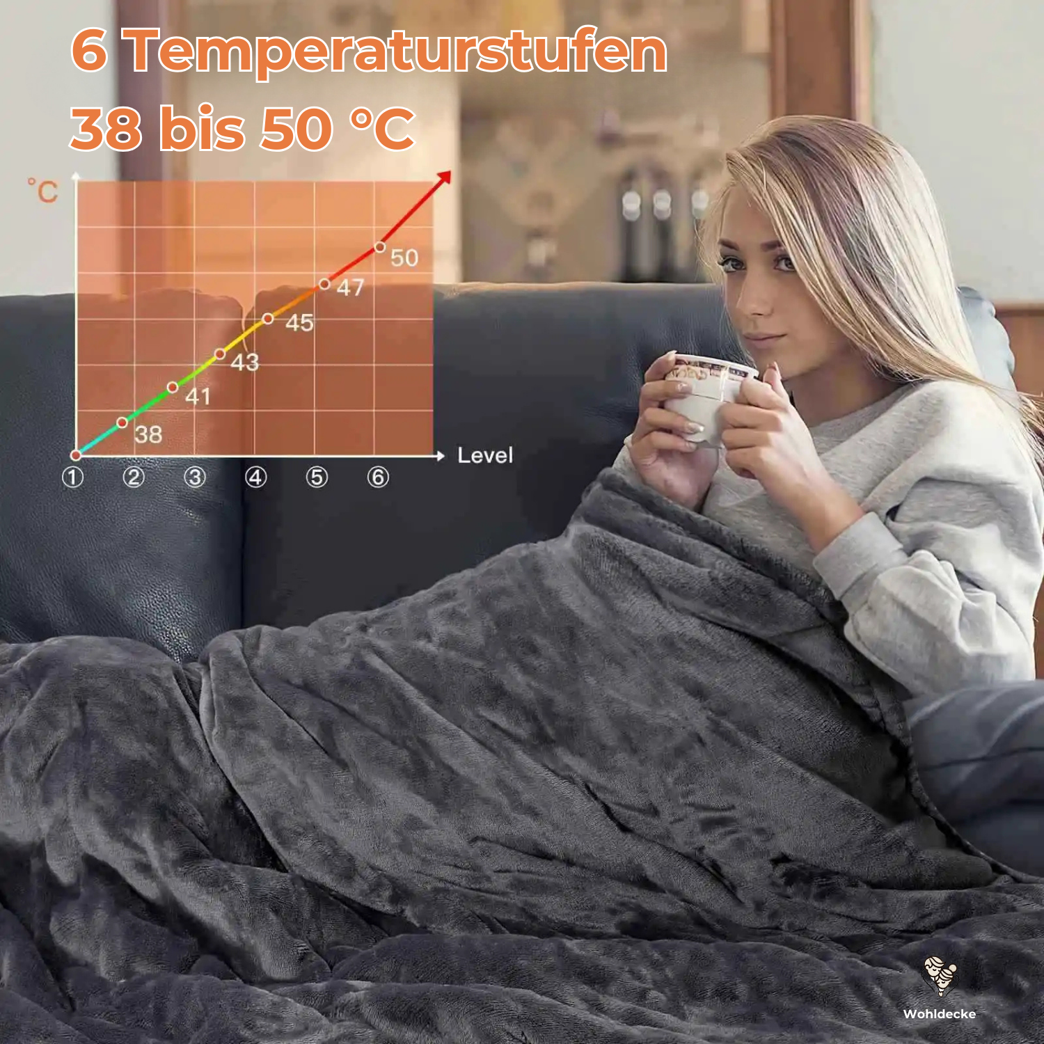 elektrische Heizdecke aus Baumwolle mit 6-stufen 38-50-grad