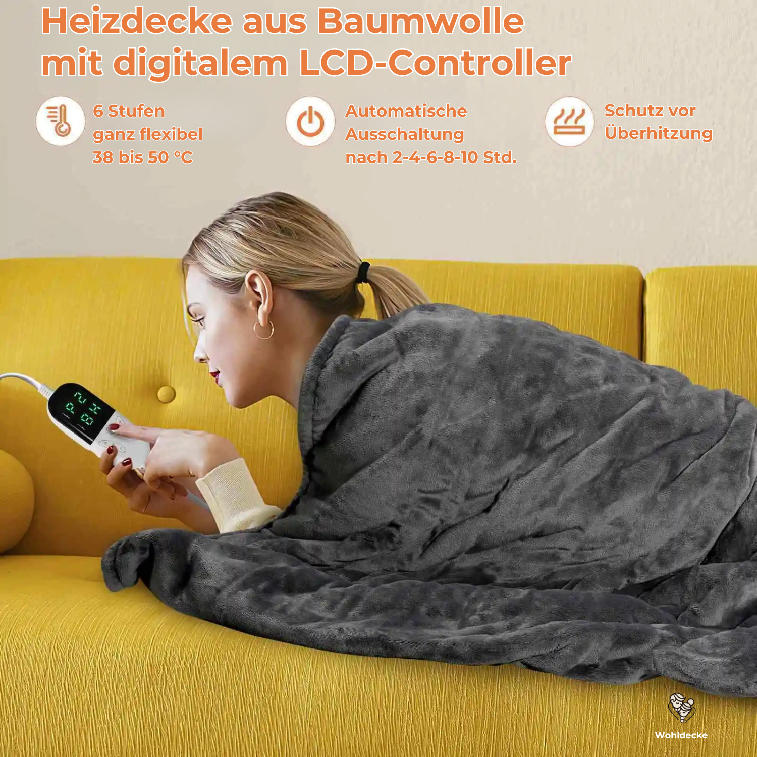 Elektrische Heizdecke Baumwolle mit Überhitzungschutz