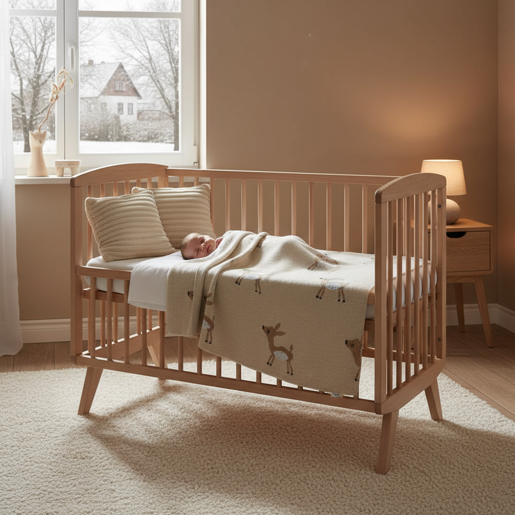 Gestrickte Babydecke Baumwolle - Babybett Winter