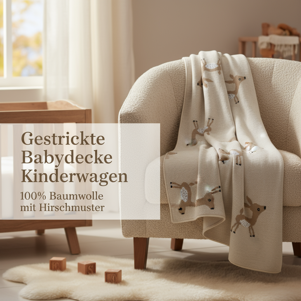 Gestrickte-babydecke-kinderwagen-hirschmuster