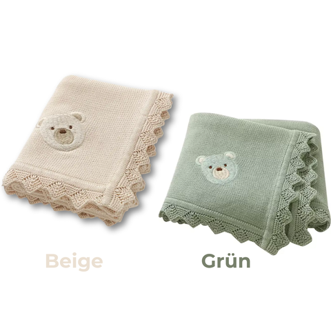 Babydecken Baumwolle 100% – 2-Decken Set - Süßes Bär-Motiv - Babydecke Neugeborenen