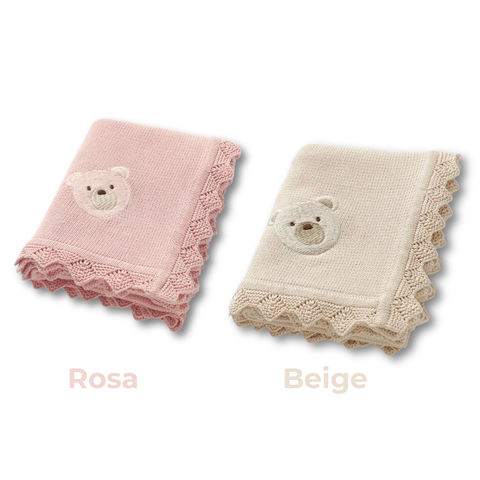 Babydecken Baumwolle 100% – 2-Decken Set - Süßes Bär-Motiv - Babydecke Neugeborenen