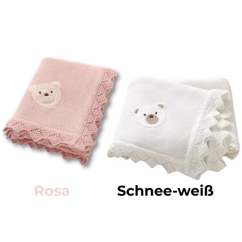 Babydecken Baumwolle 100% – 2-Decken Set - Süßes Bär-Motiv - Babydecke Neugeborenen