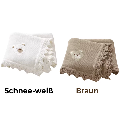 Babydecken Baumwolle 100% – 2-Decken Set - Süßes Bär-Motiv - Babydecke Neugeborenen