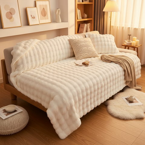 plueschdecke-beige-bubble-kuscheldecke-sofa
